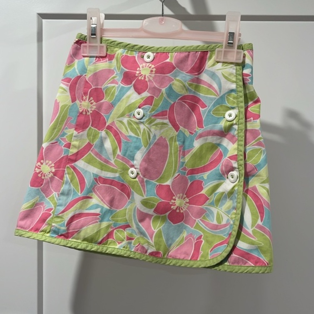 Gymboree Green and Pink Reversible Embroidered Skirt - size 6